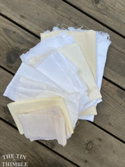 Linen, Wool and Cotton Scrap Fabric Bag - 1 Pound of Scraps in a Variety of Weaves and Textures - Great for Dyeing, Collage, Felt and More